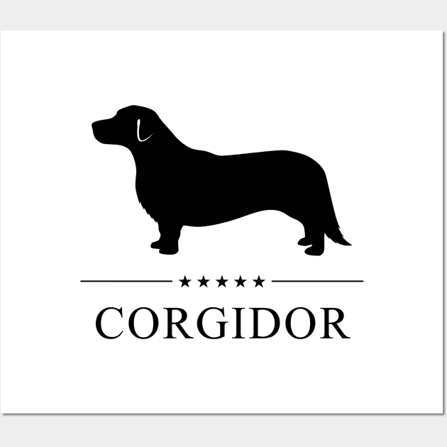 Corgidor Black Silhouette Wall Art by millersye